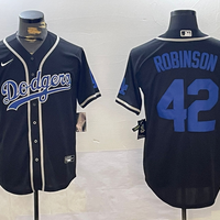 Men's Los Angeles Dodgers Jackie Robinson #42 Black Game Player Jersey1