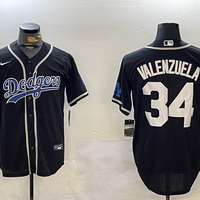Men's Los Angeles Dodgers Fernando Valenzuela Black Replica Player Jersey1