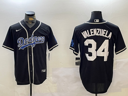 Men's Los Angeles Dodgers Fernando Valenzuela Black Replica Player Jersey1