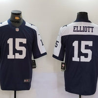 Men's Dallas Cowboys Ezekiel Elliott #15 Navy Alternate Game Team Jersey1