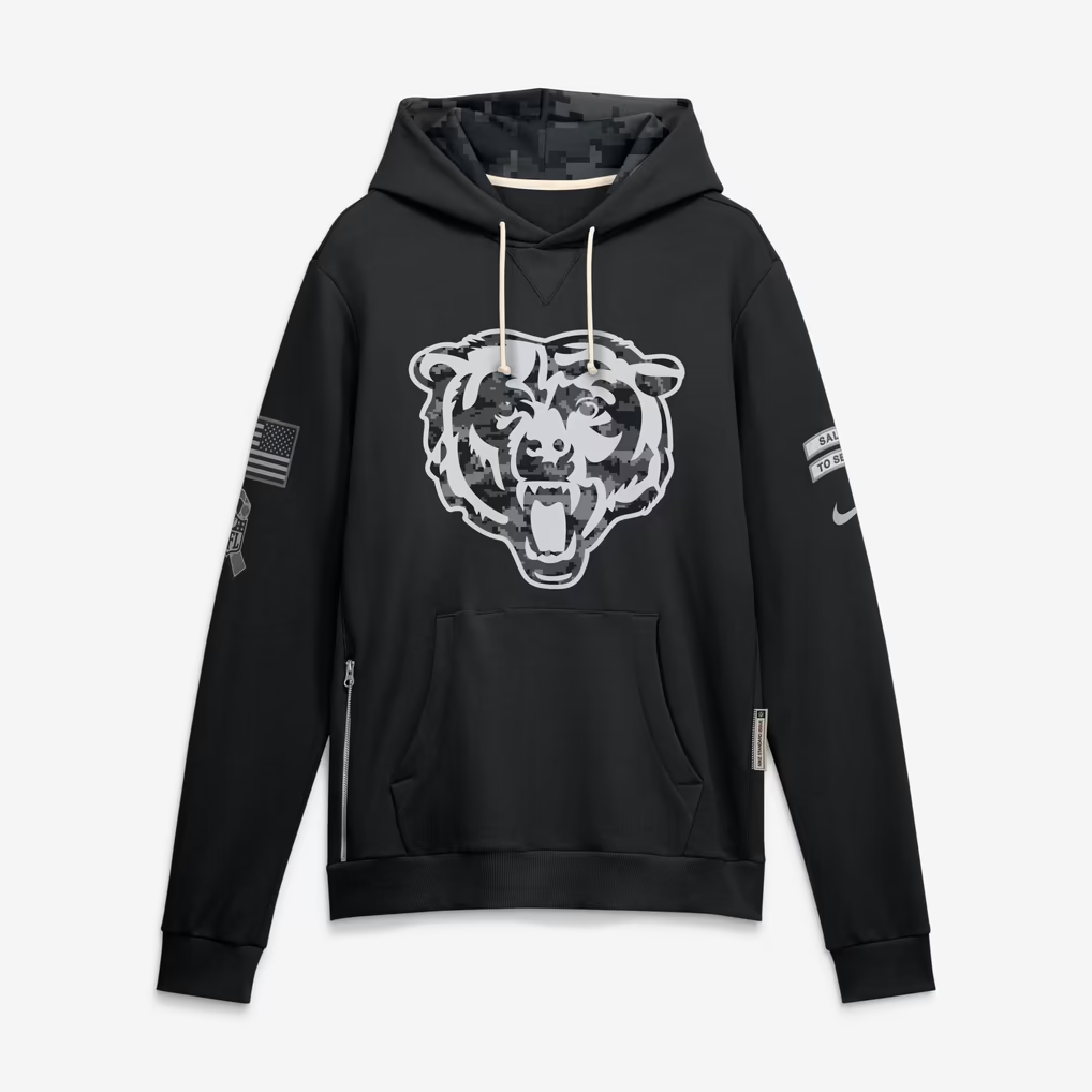 Men's Chicago Bears Black 2026 Salute to Service Sideline Dri-FIT Pullover Hoodie
