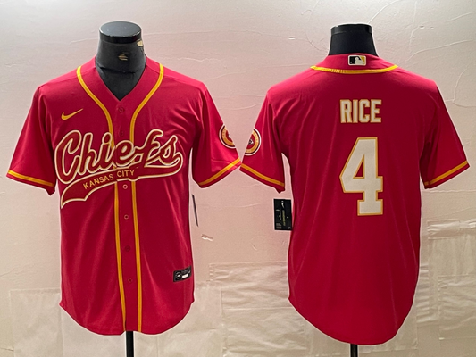 Men's Kansas City Chiefs Rashee Rice #4 Red Player Jersey1 Joint Edition
