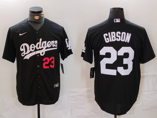 Men's Los Angeles Dodgers Kirk Gibson #23 Black Limited Player Jersey1