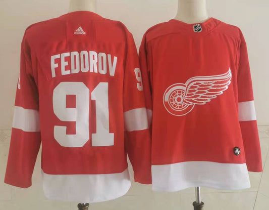 Men's Detroit Red Wings Sergei Fedorov #91 Red Home Breakaway Player Jersey1