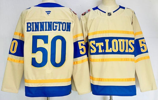 Men's St. Louis Blues Jordan Binnington #50 Fanatics Cream Player Jersey