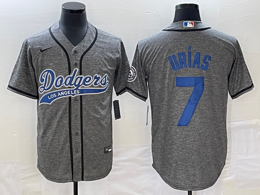 Men's Los Angeles Dodgers Julio Urias #7 Gray Game Jersey1 Joint Edition