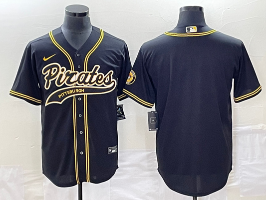 Men's Pittsburgh Pirates Black Blank Replica Jersey1 Joint Edition