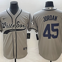 Men's Chicago White Sox Michael Jordan #45 Gray Replica Player Jersey1 Joint Edition