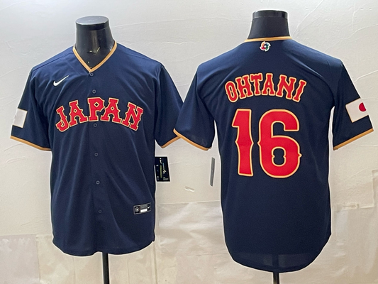 Men's Japan Baseball Shohei Ohtani #16 Navy 2026 World Baseball Classic Stadium Jersey