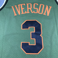 Men's Philadelphia 76ers Allen Iverson #3 Army Green 1996-97 Hardwood Classics Swingman Jersey1