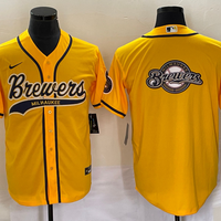 Men's Milwaukee Brewers Yellow Replica Team Jersey1 Joint Edition
