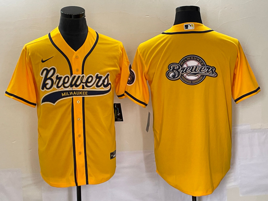Men's Milwaukee Brewers Yellow Replica Team Jersey1 Joint Edition