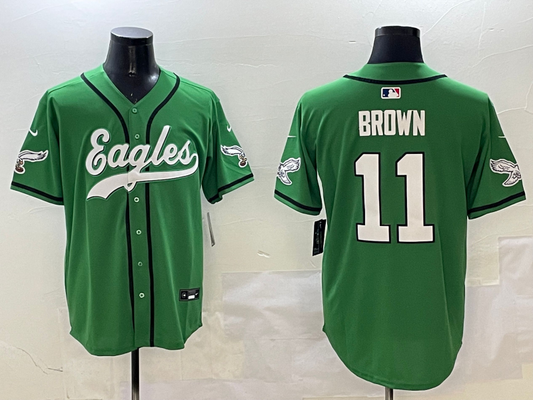 Men's Philadelphia Eagles A.J. Brown #11 Green Team Game Jersey1