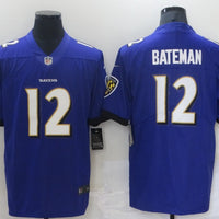 Men's Baltimore Ravens Rashod Bateman #12 Purple Game Jersey1