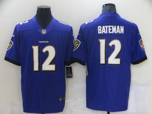 Men's Baltimore Ravens Rashod Bateman #12 Purple Game Jersey1