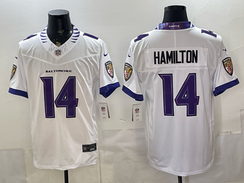 Kyle Hamilton #14 Baltimore Ravens White Vapor F.U.S.E. Limited Jersey - JerseysFreak