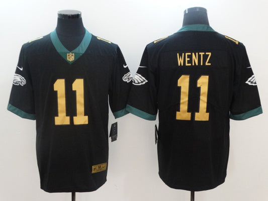 Men's Philadelphia Eagles #11 Carson Wentz Black Player Game Jersey1