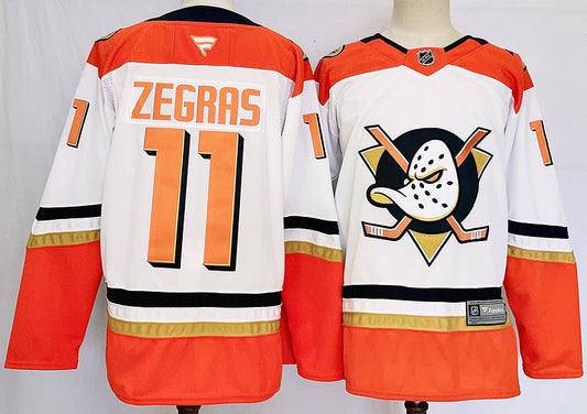 Men's Anaheim Ducks Trevor Zegras #11 White Game Jersey1