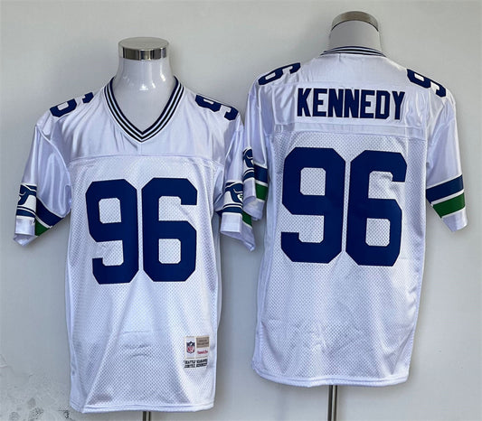 Men's Seattle Seahawks Cortez Kennedy Mitchell & Ness White Legacy Replica Jersey1