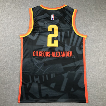 Men's Oklahoma City Thunder Shai Gilgeous-Alexander #2 Black 2023/24 Swingman Jersey1 - City Edition