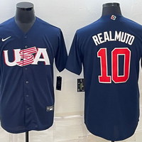 Men's 2023 World Baseball Classic #10 J. T. Realmuto USA Navy Jersey1