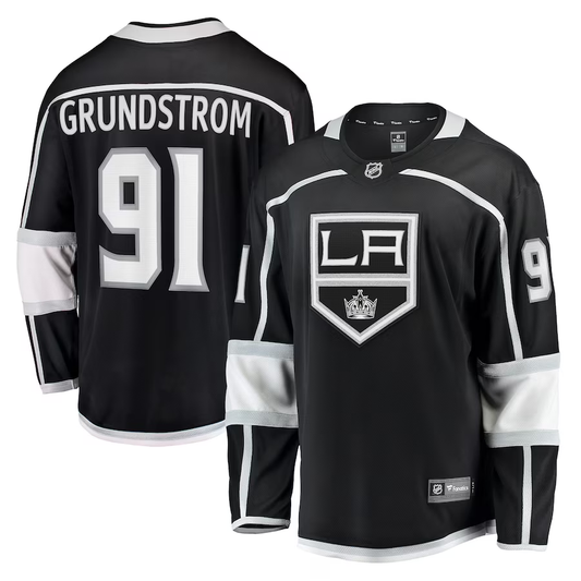 Men's Los Angeles Kings Carl Grundstrom #91 Black Home Breakaway Player Jersey1