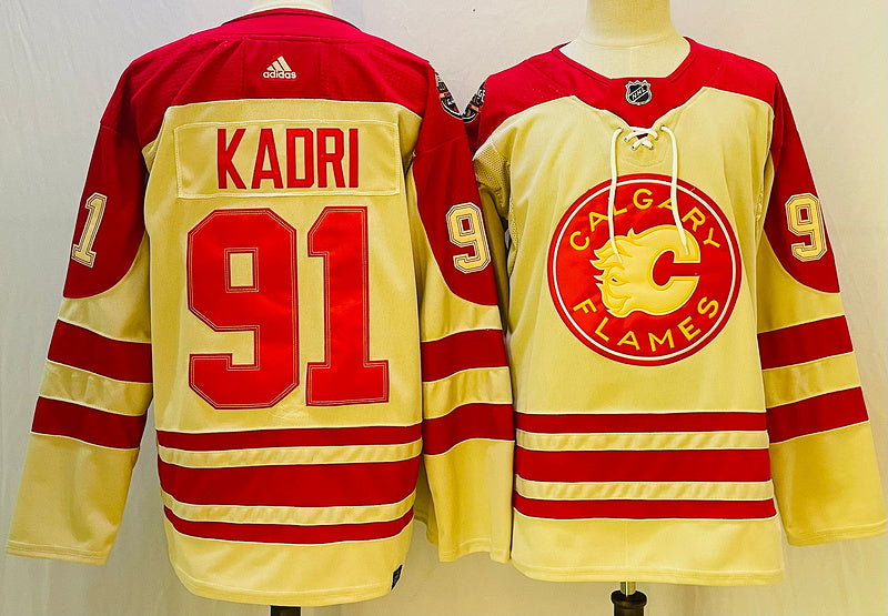 Men's Calgary Flames Nazen Kadri #91 Yellow Player Game Jersey1