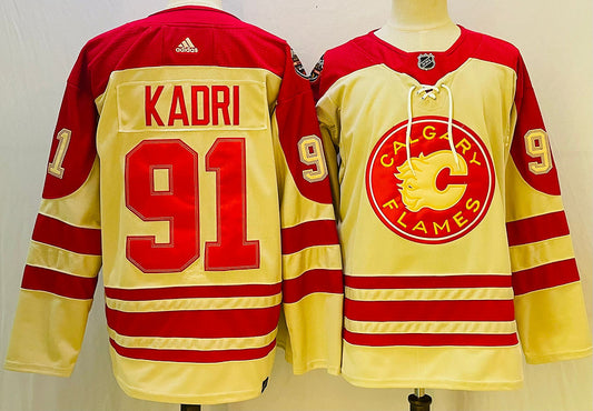 Men's Calgary Flames Nazen Kadri #91 Yellow Player Game Jersey1