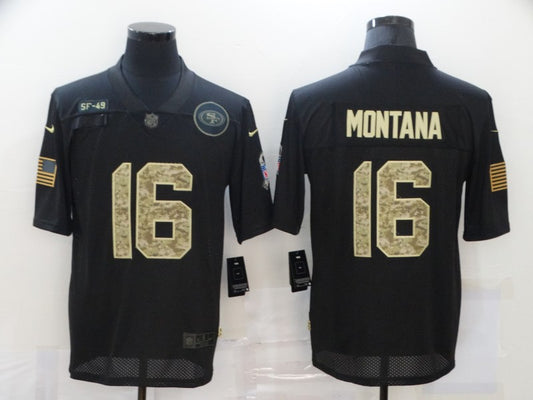 Men's San Francisco 49ers #16 Joe Montana Black Player Game Jersey1