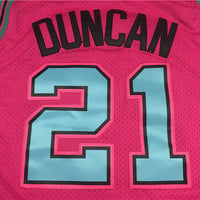 Men's San Antonio Spurs Tim Duncan Pink 1998/99 Classics Swingman Player Jersey1