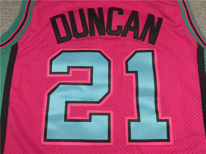 Men's San Antonio Spurs Tim Duncan Pink 1998/99 Classics Swingman Player Jersey1