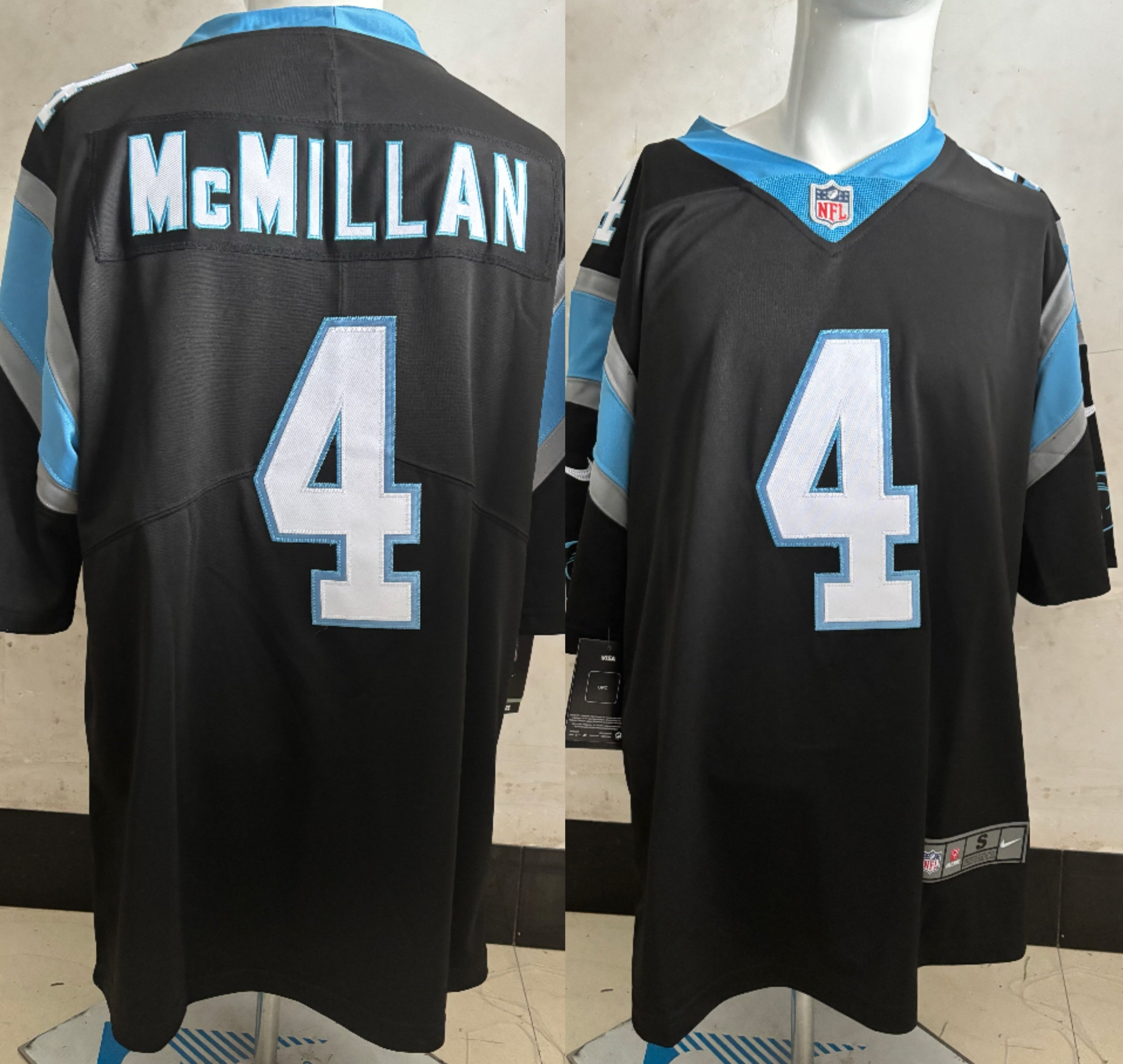Men's Carolina Panthers Tetairoa McMillan #4 Black Team Game Jersey