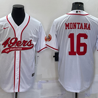 Men's San Francisco 49ers Joe Montana #16 White Game Jersey1 Joint Edition