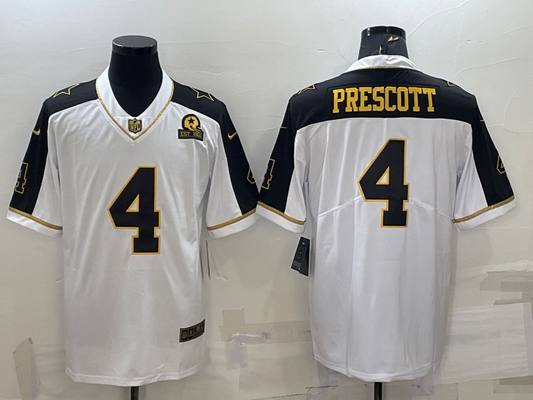 Men's Dallas Cowboys Dak Prescott #4 White Player Jersey1