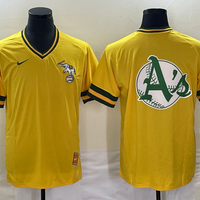 Men's Oakland Athletics Gold Blank Cooperstown Collection Mesh Batting Team Jersey1