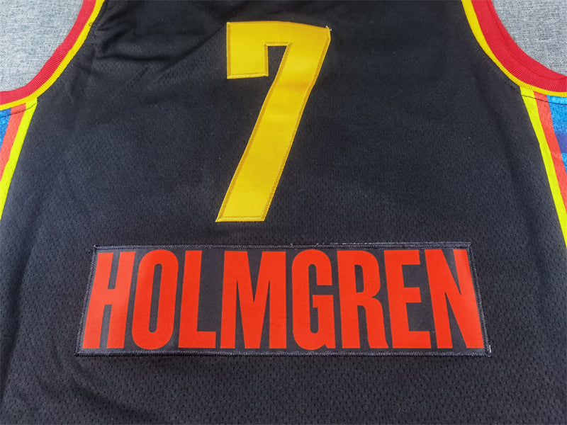 Men's Oklahoma City Thunder Chet Holmgren #7 Black 2024/25 Swingman Player Jersey1 - City Edition