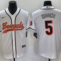 Men's Cincinnati Bengals Tee Higgins #5 White Fashion Game Jersey1