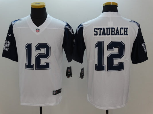 Men's Dallas Cowboys Roger Staubach #12 White Game Jersey1