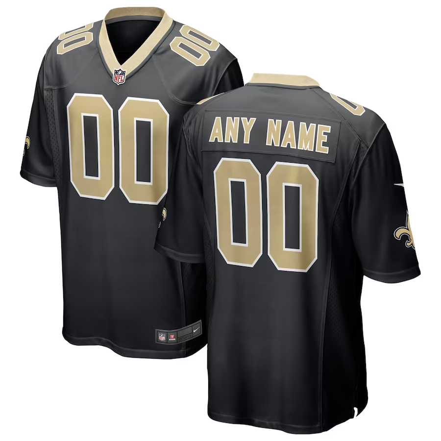 New Orleans Saints Black Custom Jersey