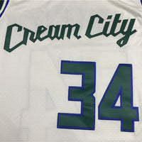 Men's Milwaukee Bucks Giannis Antetokounmpo #34 White Replica Player Jersey1