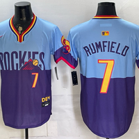 Men's Colorado Rockies TJ Rumfield #7 Purple/Light Blue 2025 City Connect Limited Player Jersey