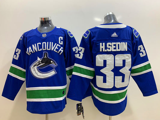 Men's Vancouver Canucks Henrik Sedin #33 Blue Home Breakaway Player Jersey1