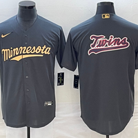 Men's Minnesota Twins Dark Grey Replica Player Logo Jersey1