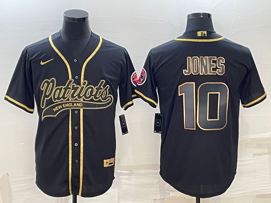 Men's New England Patriots Mac Jones #10 Black Game Jersey1 Joint Edition