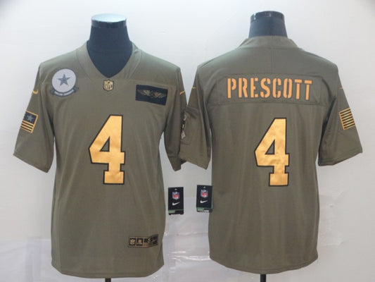 Men's Dallas Cowboys Dak Prescott #4 Brown Game Jersey1