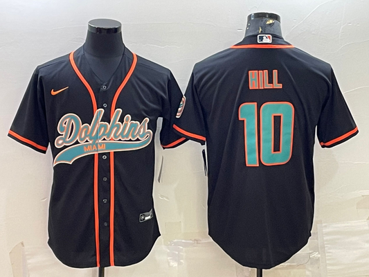 Men's Miami Dolphins Tyreek Hill #10 Black Game Jersey1 Joint Edition