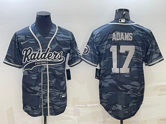 Men's Las Vegas Raiders Davante Adams #17 Grey Camouflage Game Jersey1 Joint Edition