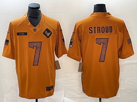 Men's Houston Texans C.J. Stroud #7 Brown 2023 Salute To Service Limited Jersey1