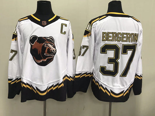 Men's Boston Bruins Patrice Bergeron #37 White Replica Game Jersey1