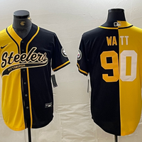 Men's Pittsburgh Steelers T.J. Watt #90 Yellow/Black Game Jersey1 Joint Edition
